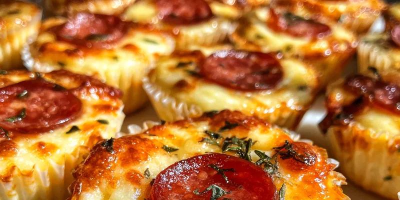 Delicious Savory Pizza Cupcakes served on a plate