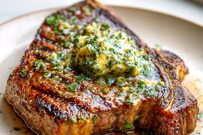 Ingredients for Sizzling Cowboy Butter Steak including steak, butter, and spices