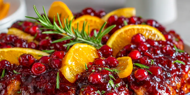 Delicious Skillet Cranberry Orange Chicken served on a plate