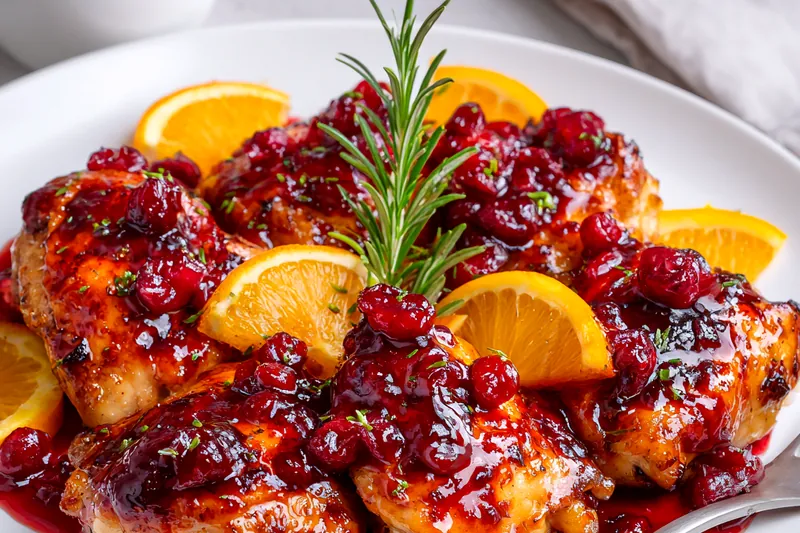 Fresh ingredients for Skillet Cranberry Orange Chicken