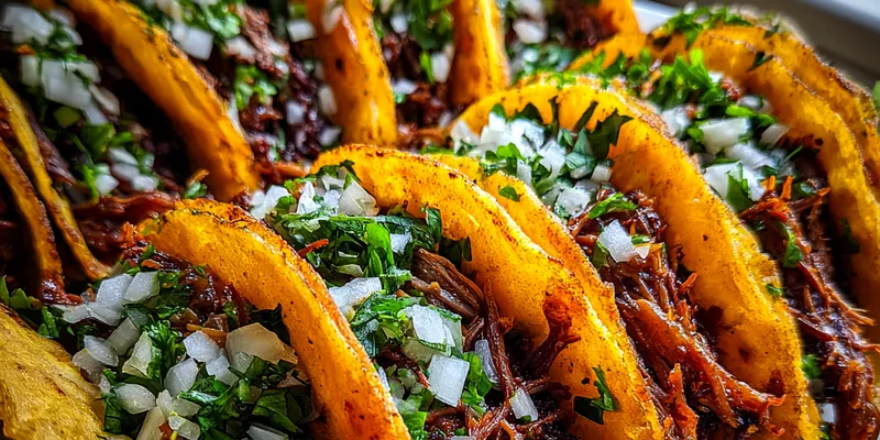 Delicious Slow Cooked Beef Tacos served on a plate