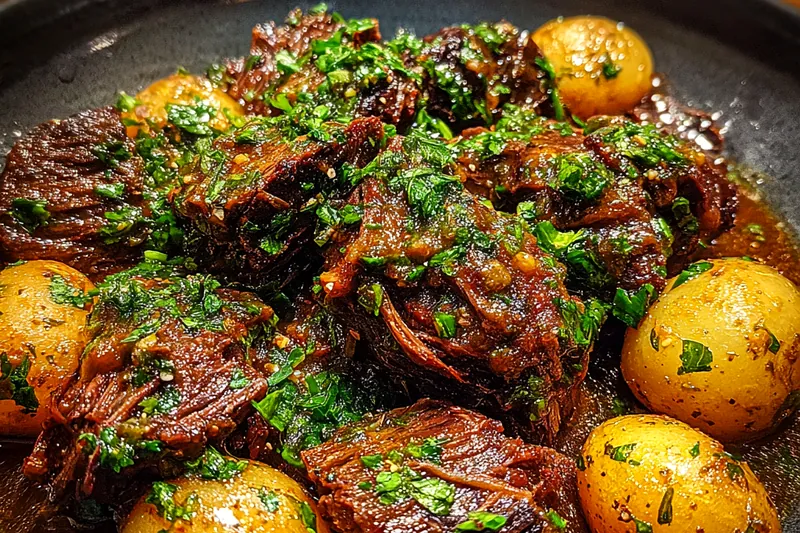 Cooking process for Slow Cooked Garlic Butter Beef