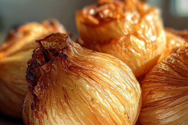 Fresh ingredients for onion roast including beef, onions, and herbs.