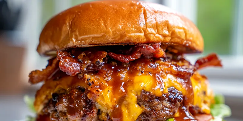 Delicious Smoked Cajun Cheese Burgers on a plate