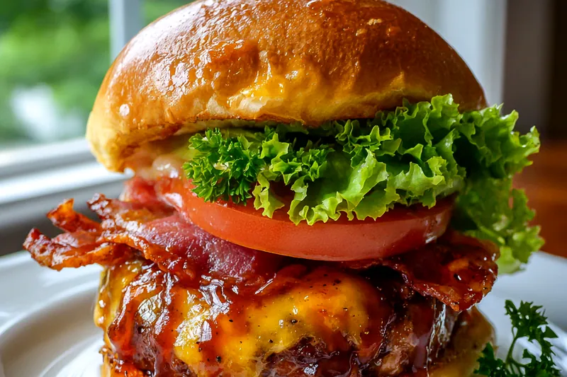 Fresh ingredients for Cajun cheese burgers including ground beef, sausage, and spices.