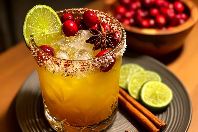 Fresh ingredients for Spiced Cranberry Margarita
