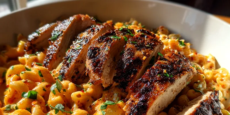 Delicious Spicy Cajun Chicken Pasta served on a plate