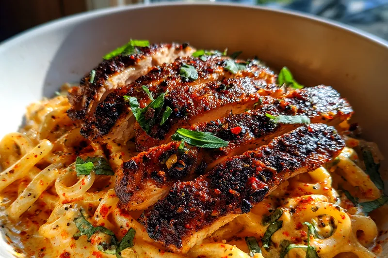 Fresh ingredients for Spicy Cajun Chicken Pasta