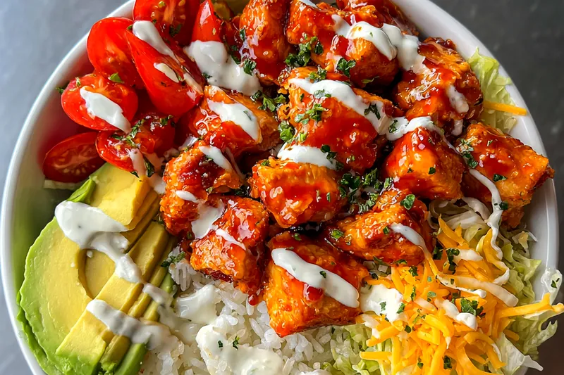 Cooking process for Spicy Chicken Rice Bowl