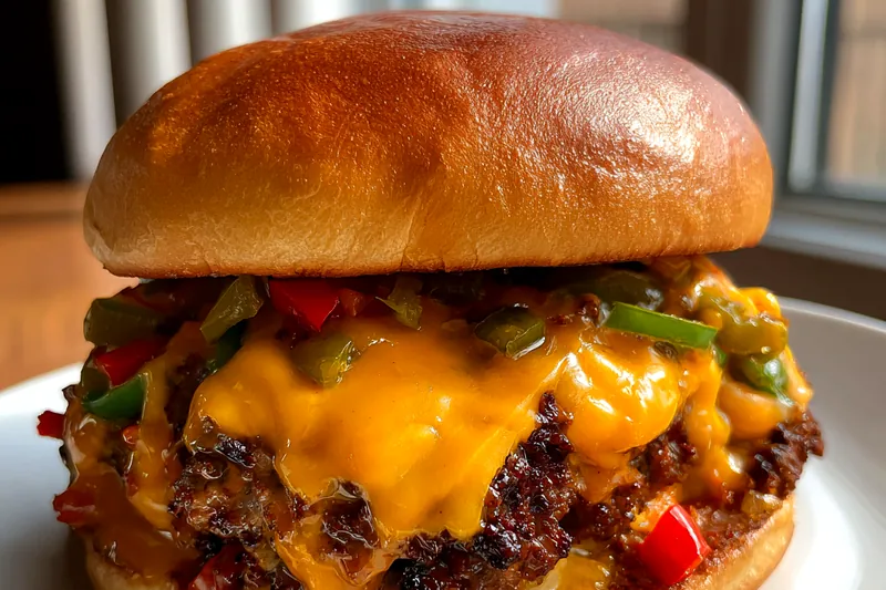 Fresh ingredients for Spicy Fajita Cheese Burger