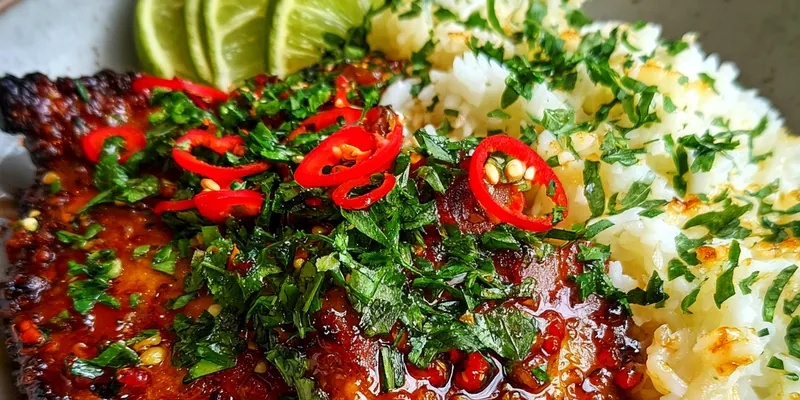 Delicious Spicy Glazed Chicken Bowl served on a plate