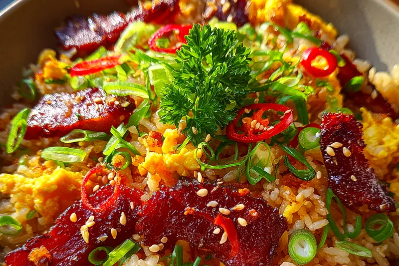 Cooking process for Spicy Glazed Fried Rice