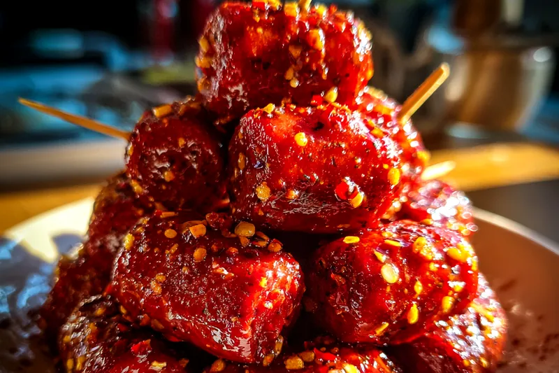 Cooking process for Spicy Glazed Sausage Bites