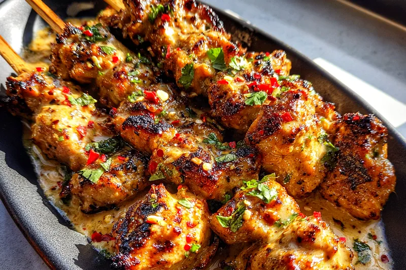 Cooking process for Spicy Grilled Chicken Skewers