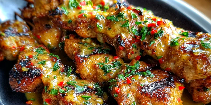 Delicious Spicy Grilled Chicken Skewers served on a plate