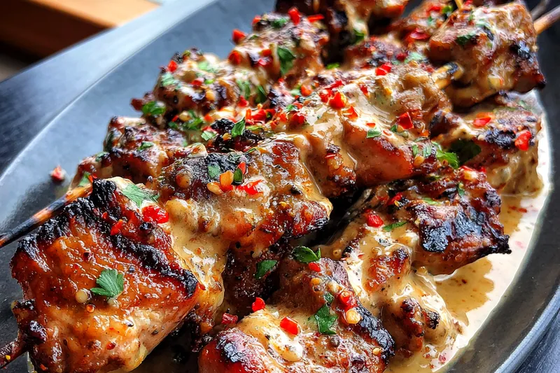 Fresh ingredients for Spicy Grilled Chicken Skewers