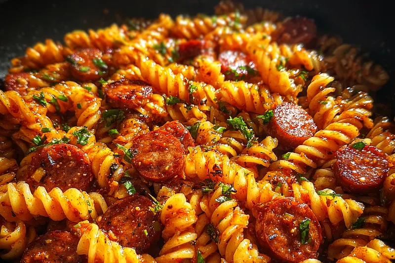 Fresh ingredients for Spicy Honey Sausage Pasta