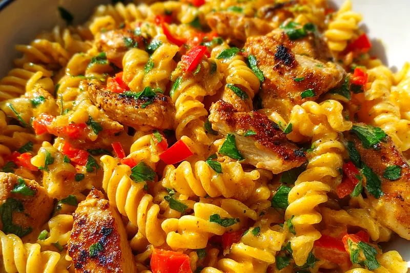 Fresh ingredients for Spicy Jerk Chicken Pasta