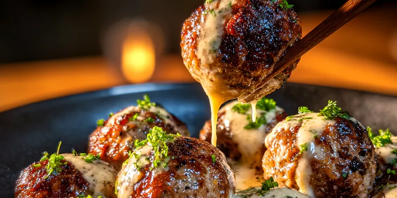 Delicious Spicy Korean BBQ Meatballs served on a plate