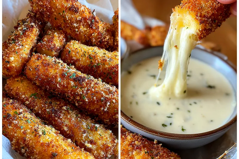 Cooking process for Spicy Mozzarella Sticks with Dip