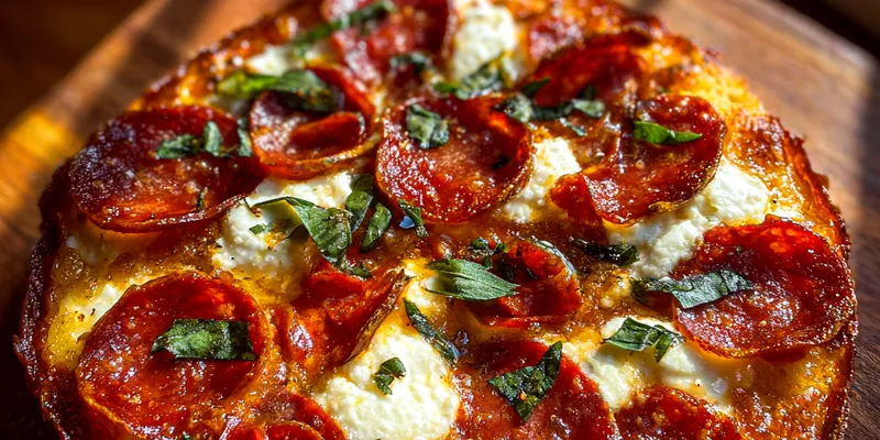 Delicious Spicy Pepperoni Ricotta Pizza served on a plate