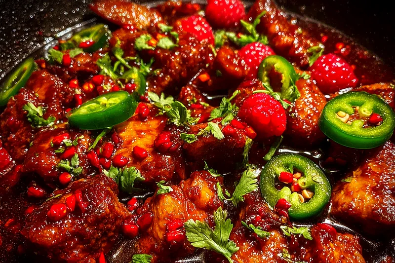 Cooking process for Spicy Raspberry Glazed Chicken