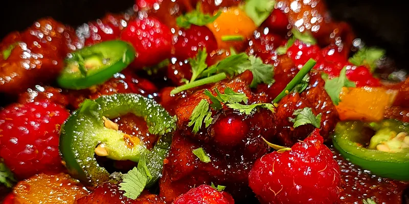 Delicious Spicy Raspberry Glazed Chicken served on a plate