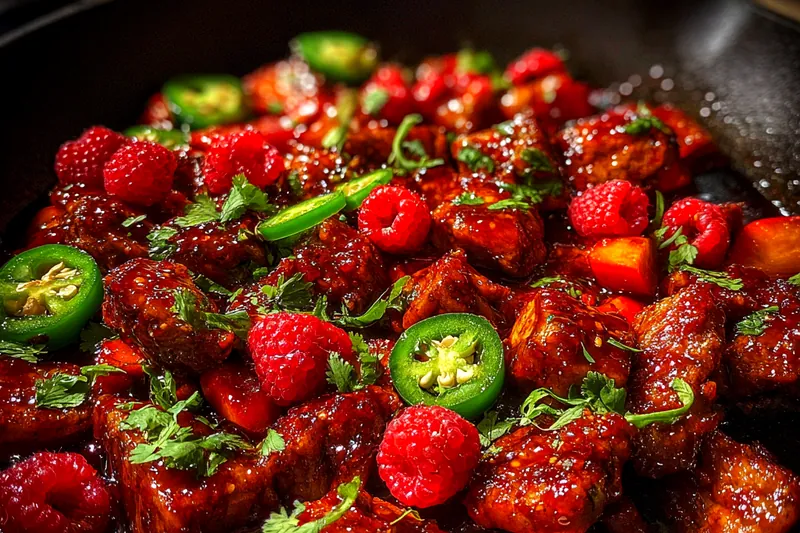 Fresh ingredients for Spicy Raspberry Glazed Chicken