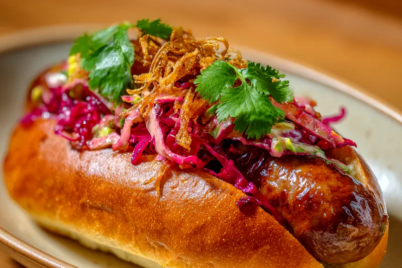 Cooking process for Spicy Sausage Slaw Dogs