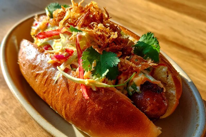 Fresh ingredients for Spicy Sausage Slaw Dogs