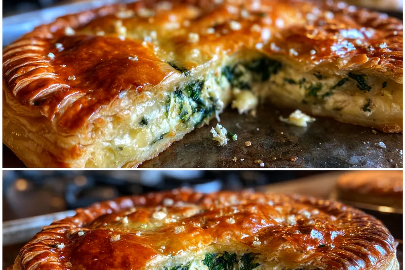 Chef Mitchell rolling out phyllo dough and preparing the filling for Delicious Spinach Pastry Treats.