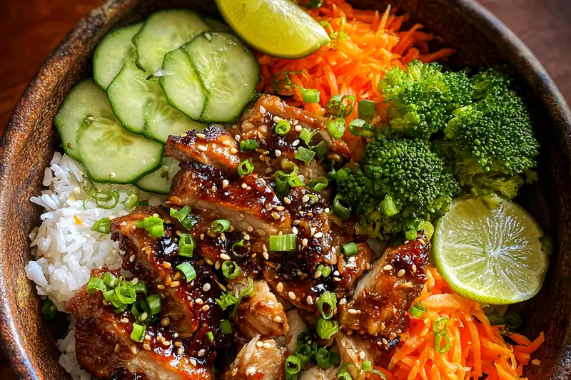 Chef Mitchell diligently cooking the chicken in a skillet for the Delicious Sticky Chicken Bowl.