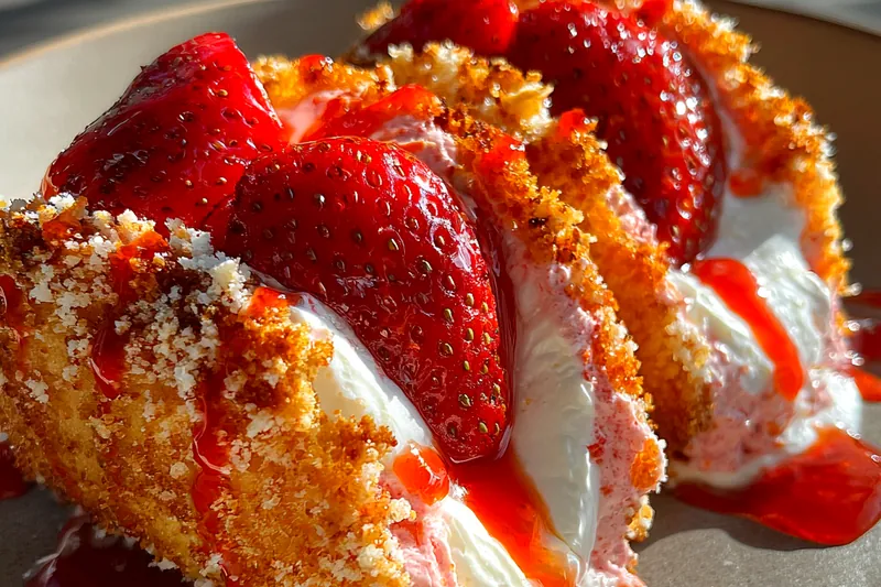 Cooking process for Strawberry Cheesecake Dessert