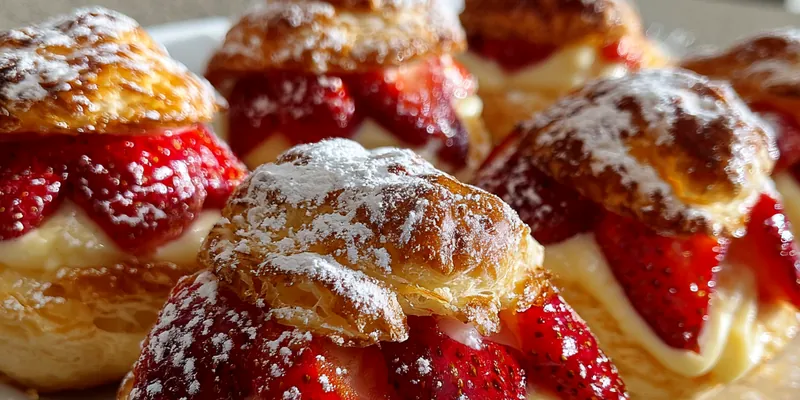 Delicious Strawberry Cheesecake Pastry Bites served on a plate