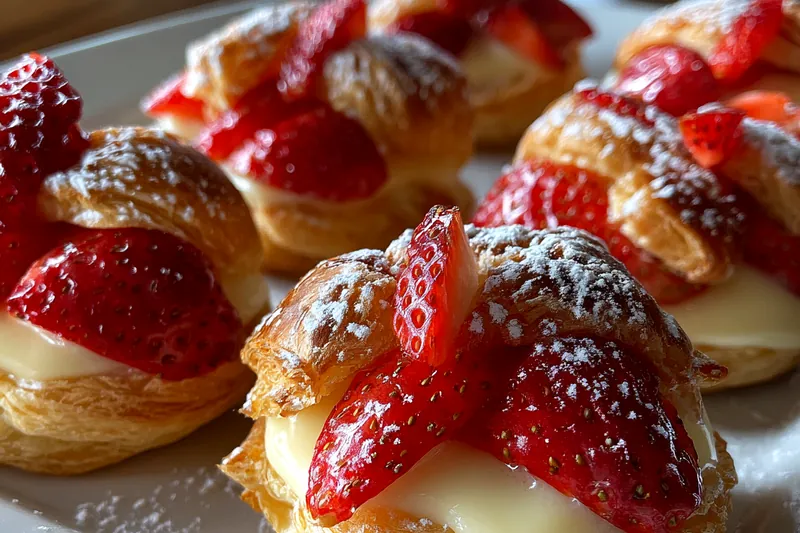 Fresh ingredients for Strawberry Cheesecake Pastry Bites