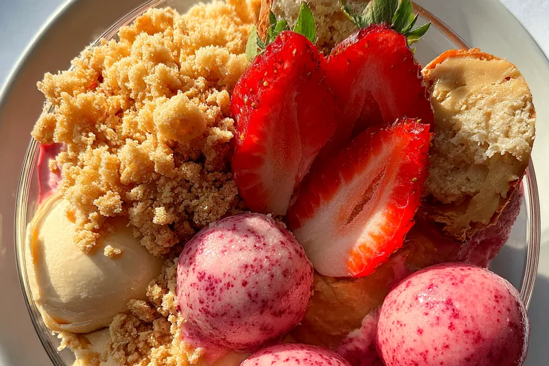 Fresh ingredients for Strawberry Cheesecake Protein Balls