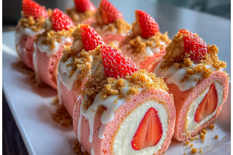 Fresh ingredients for Strawberry Cheesecake Rolls