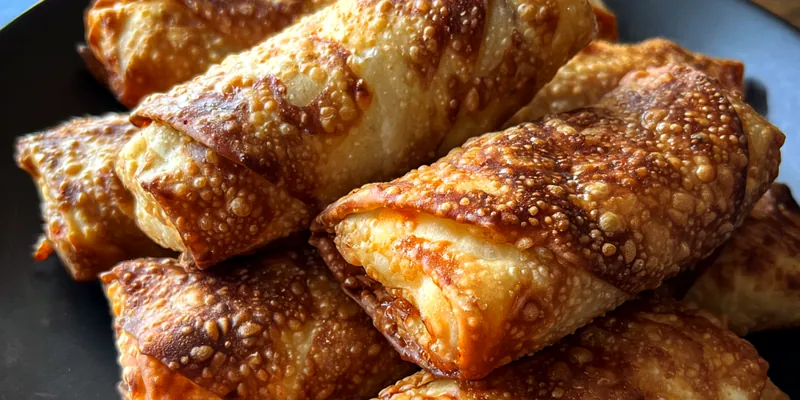 A plate of warm, freshly baked Decadent Strawberry Cheesecake Rolls, drizzled with a sweet glaze, garnished with fresh strawberries.