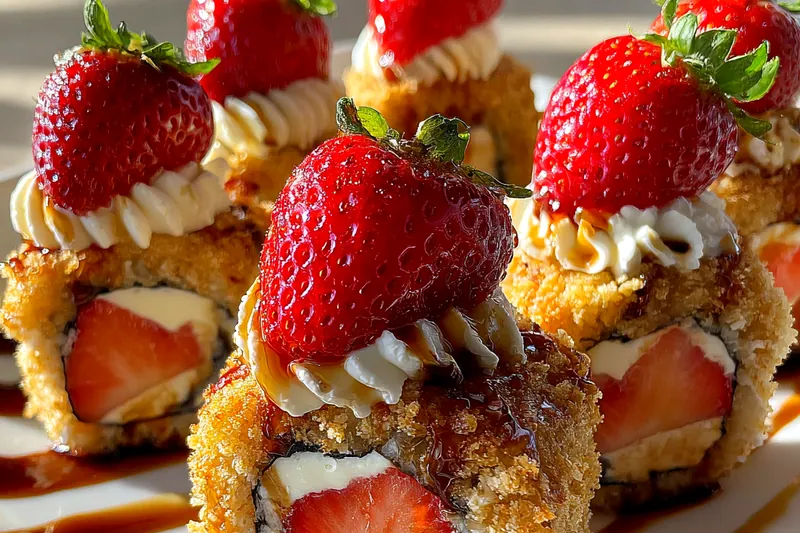 Cooking process for Strawberry Cheesecake Sushi Rolls