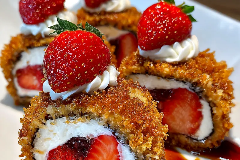 Fresh ingredients for Strawberry Cheesecake Sushi Rolls