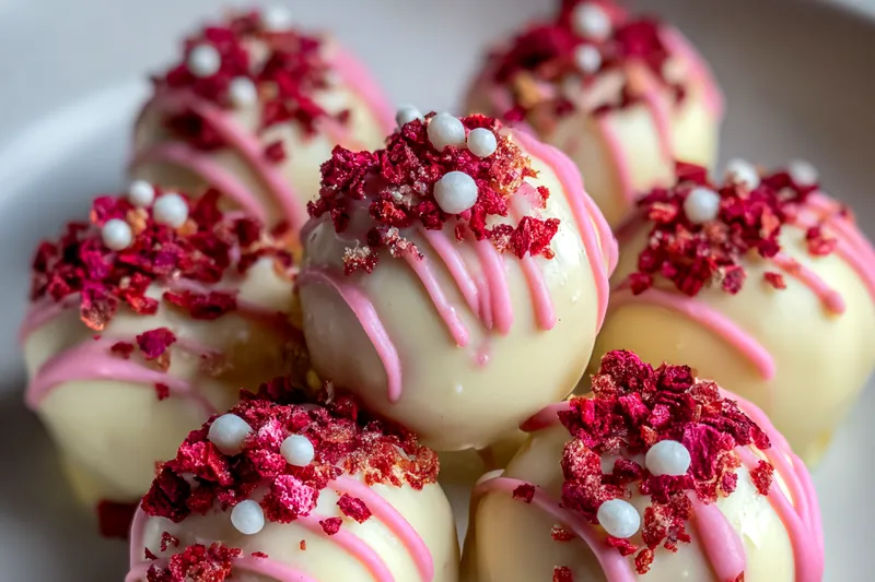 Cooking process for Strawberry Cheesecake Truffles