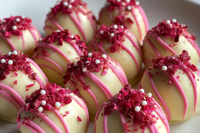 Fresh ingredients for Strawberry Cheesecake Truffles