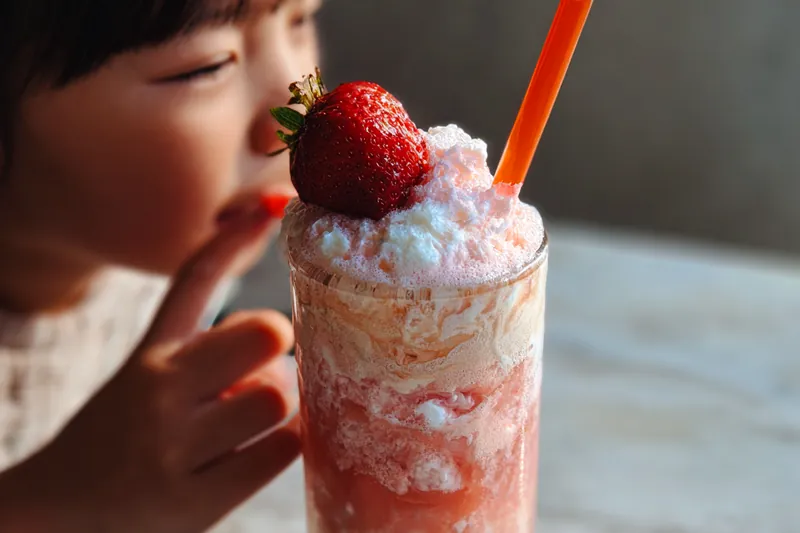 Fresh ingredients for Strawberry Cream Soda