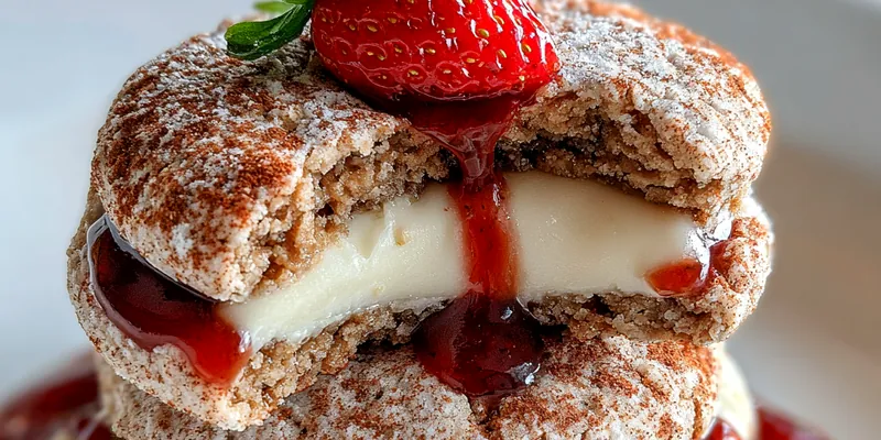 Delicious Strawberry Filled Cheesecake Cookies served on a plate