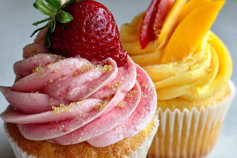 Cooking process for Strawberry Mango Cupcakes Delight