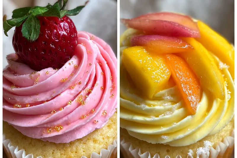 Fresh ingredients for Strawberry Mango Cupcakes Delight