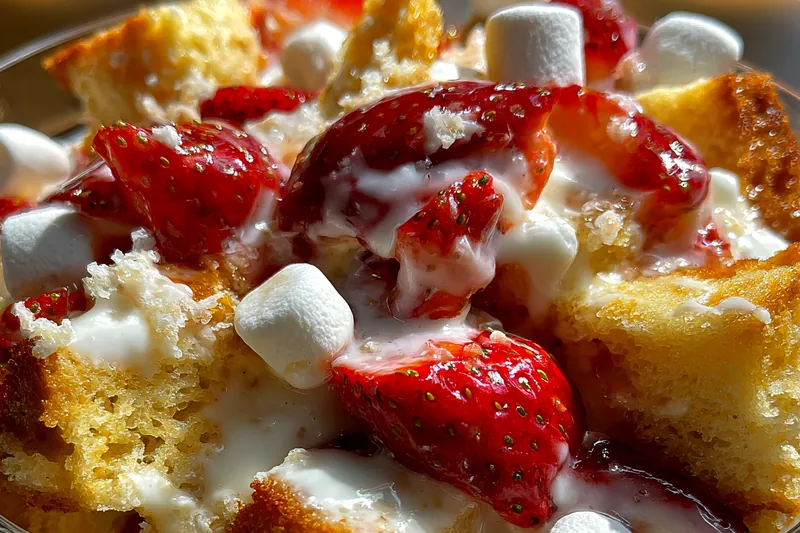 Fresh ingredients for Strawberry Marshmallow Delight