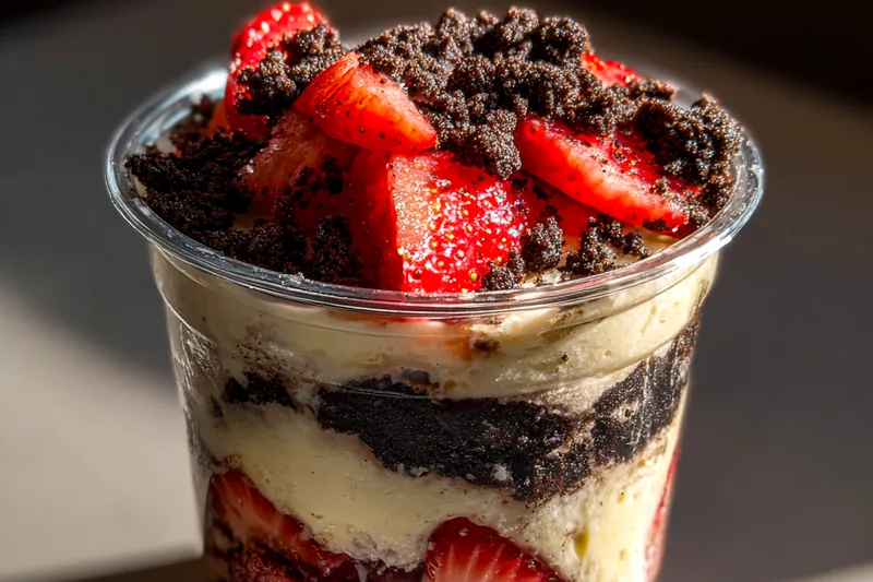 Cooking process for Strawberry Oreo Cheesecake Cup