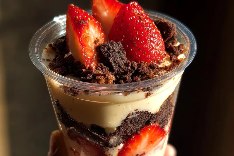 Fresh ingredients for Strawberry Oreo Cheesecake Cup