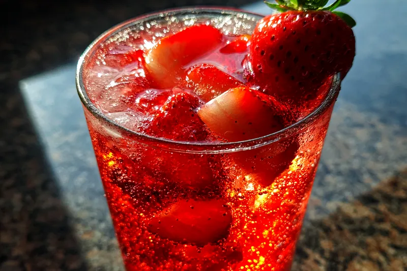 Cooking process for Strawberry Sparkling Drink